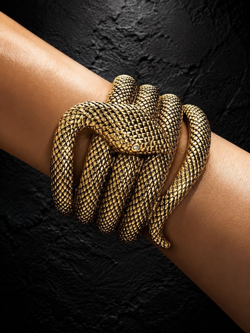 Vintage Gold Snake Coil Bracelet
